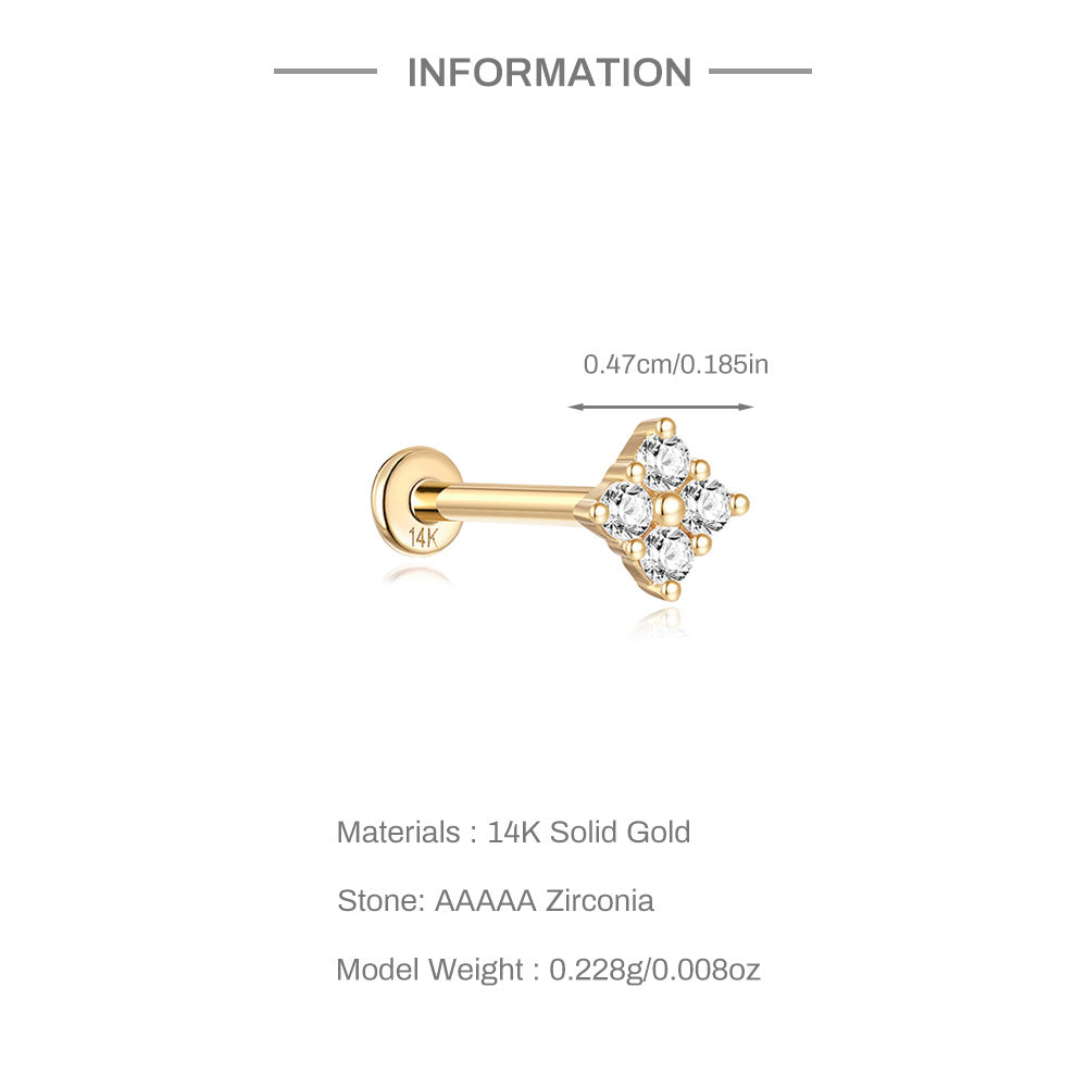 14K Gold Square-Cut Zircon Stud Earrings – Modern & Hypoallergenic