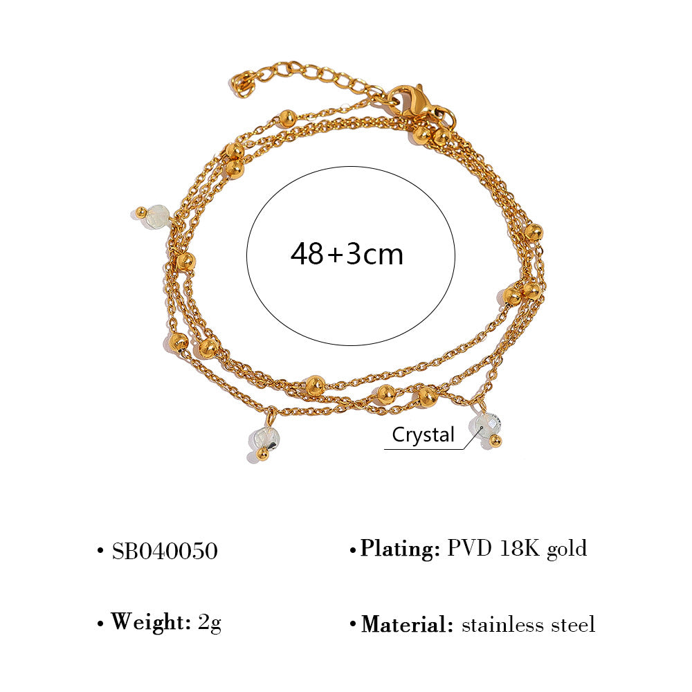 18K Gold Plated Titanium Steel Four-Leaf Clover Shell Pendant Necklace & Bracelet Set | Elegant Crystal Jewelry