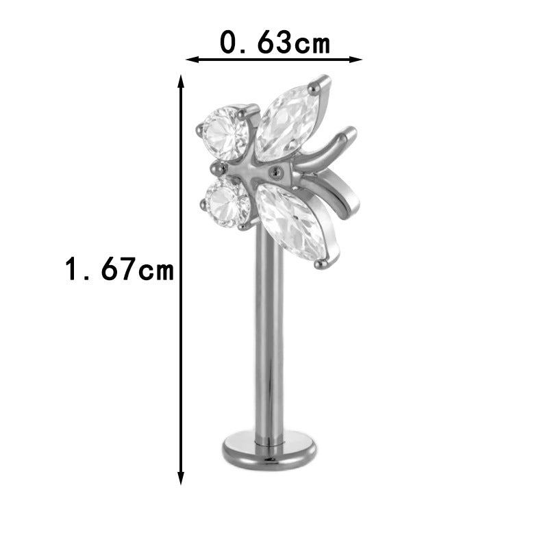 G23 Titanium Flower Lip Piercing & Cartilage Piercing Jewelry – High-End Design with Zircon | Wanti Jewelry