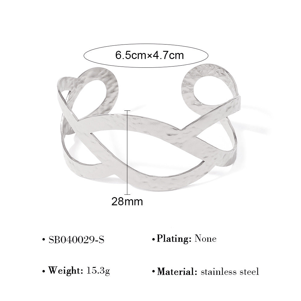 18K Gold Plated Stainless Steel Geometric Bangle Bracelet Series | Wave, Floral, Scroll, Brushed Hollow Designs