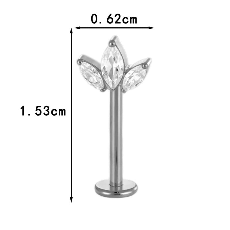 G23 Titanium Flower Lip Piercing & Cartilage Piercing Jewelry – High-End Design with Zircon | Wanti Jewelry