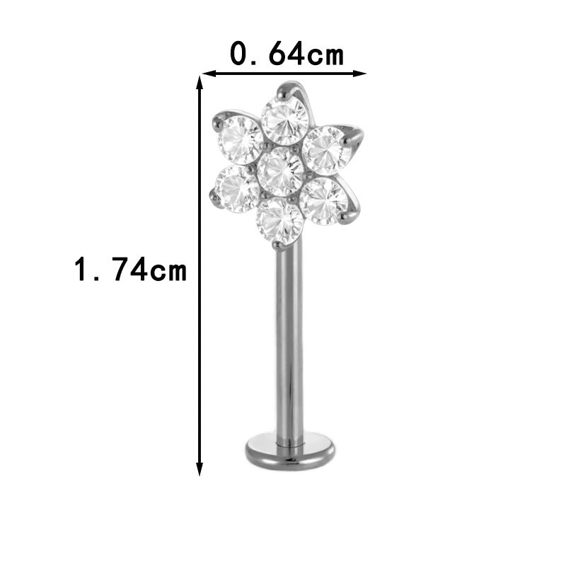 G23 Titanium Flower Lip Piercing & Cartilage Piercing Jewelry – High-End Design with Zircon | Wanti Jewelry