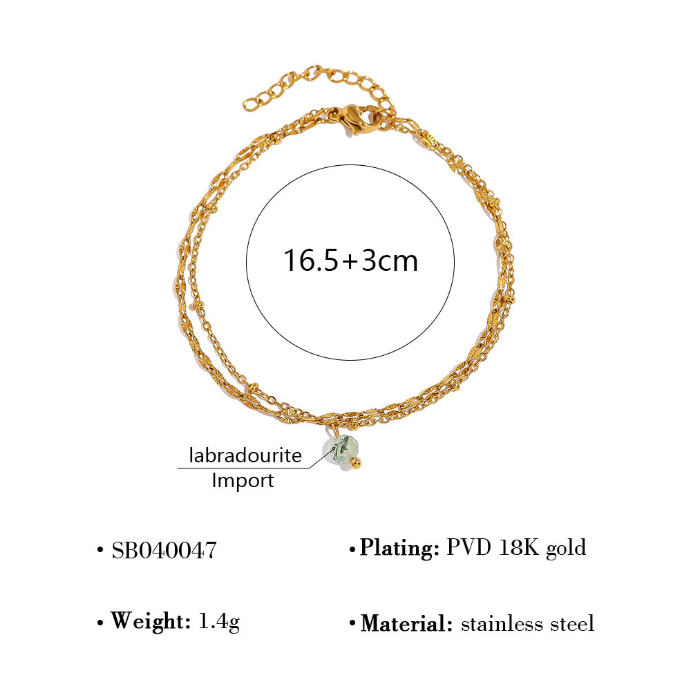 18K Gold Plated Titanium Steel Four-Leaf Clover Shell Pendant Necklace & Bracelet Set | Elegant Crystal Jewelry