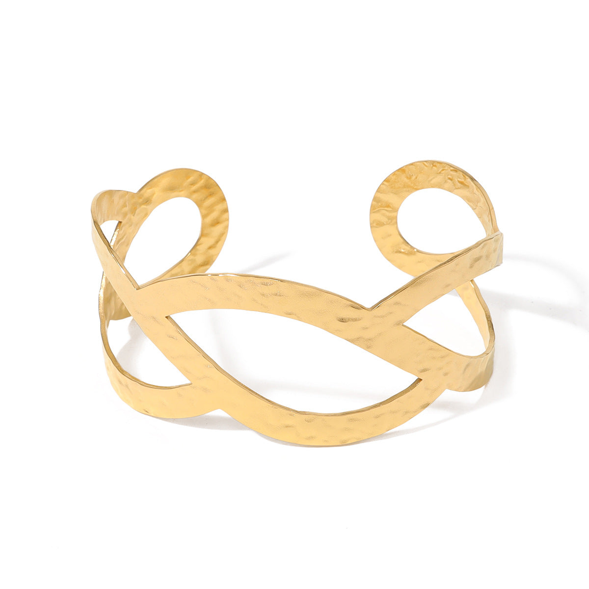18K Gold Plated Stainless Steel Geometric Bangle Bracelet Series | Wave, Floral, Scroll, Brushed Hollow Designs