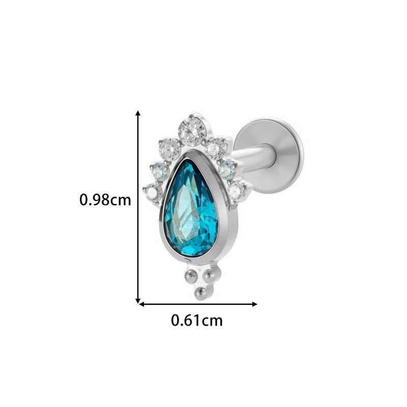 Titanium Threaded Piercing Stud – Hypoallergenic Flat Back Earring with Sparkling Zircon