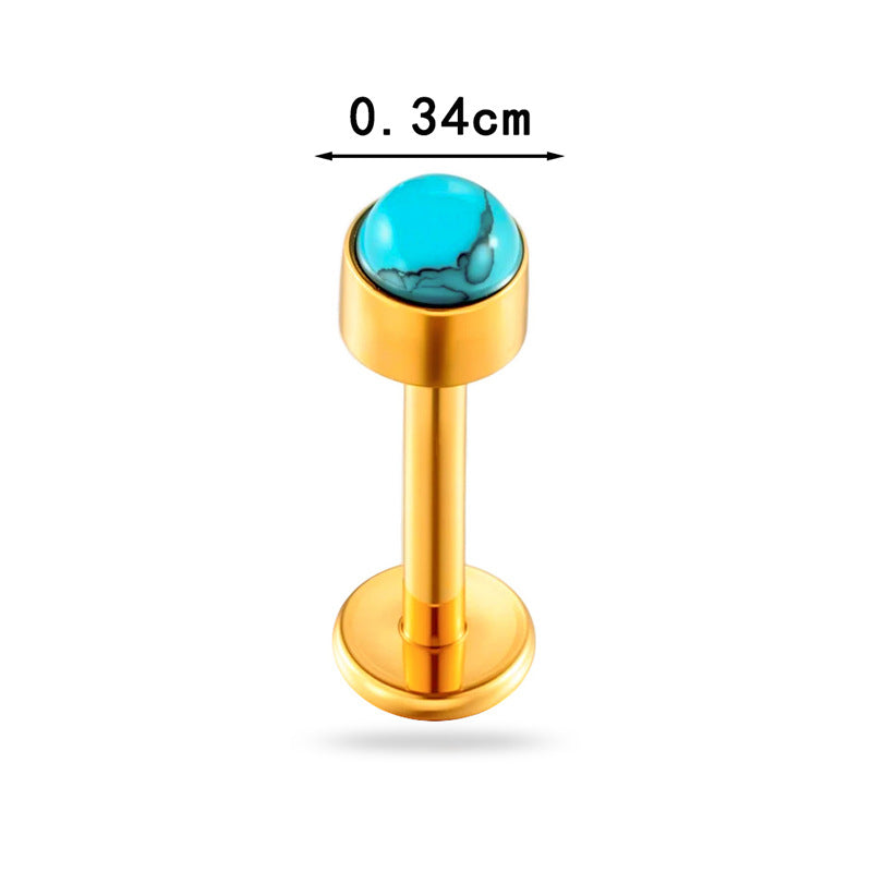 Titanium Zircon Flat Back Push Pin Piercing Stud – Hypoallergenic Cartilage & Lobe Earring