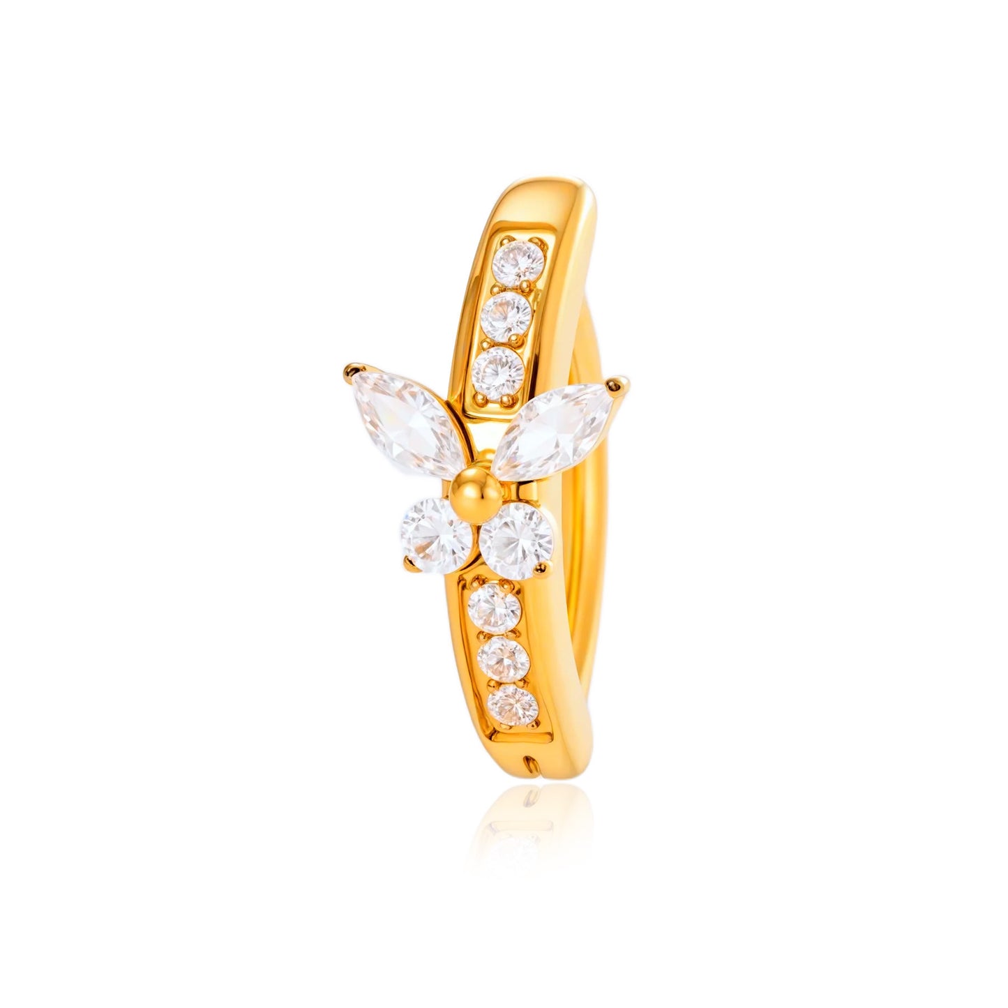 G23/F136 Titanium Butterfly Zircon Belly Button Ring | Navel Piercing Jewelry
