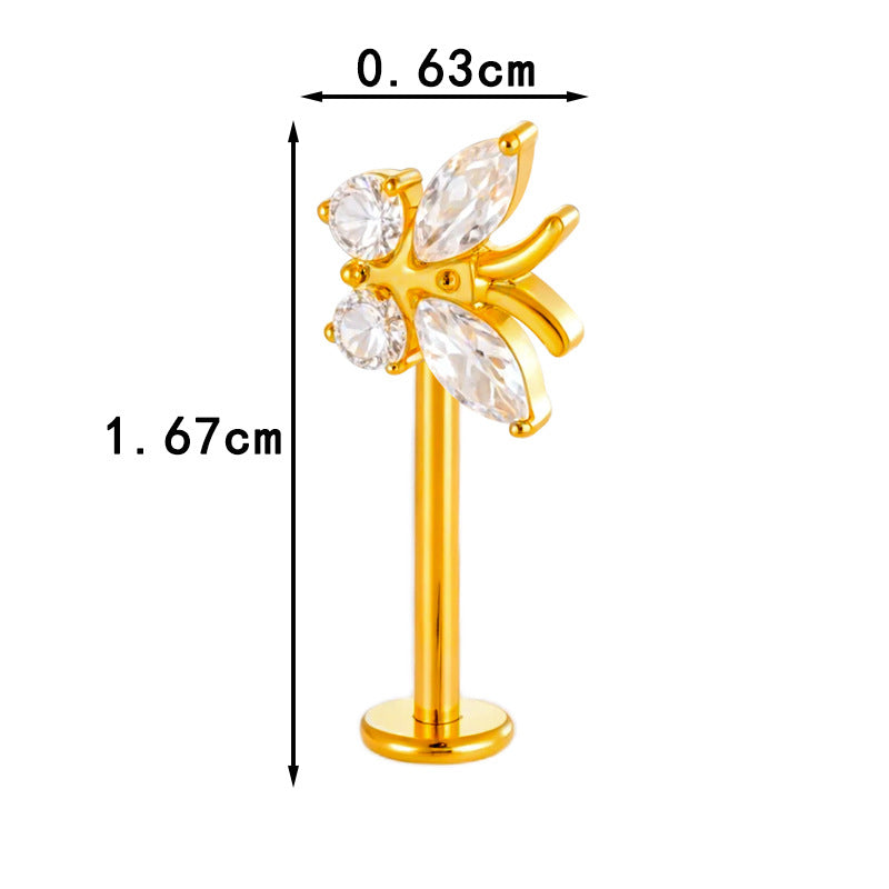 G23 Titanium Flower Lip Piercing & Cartilage Piercing Jewelry – High-End Design with Zircon | Wanti Jewelry