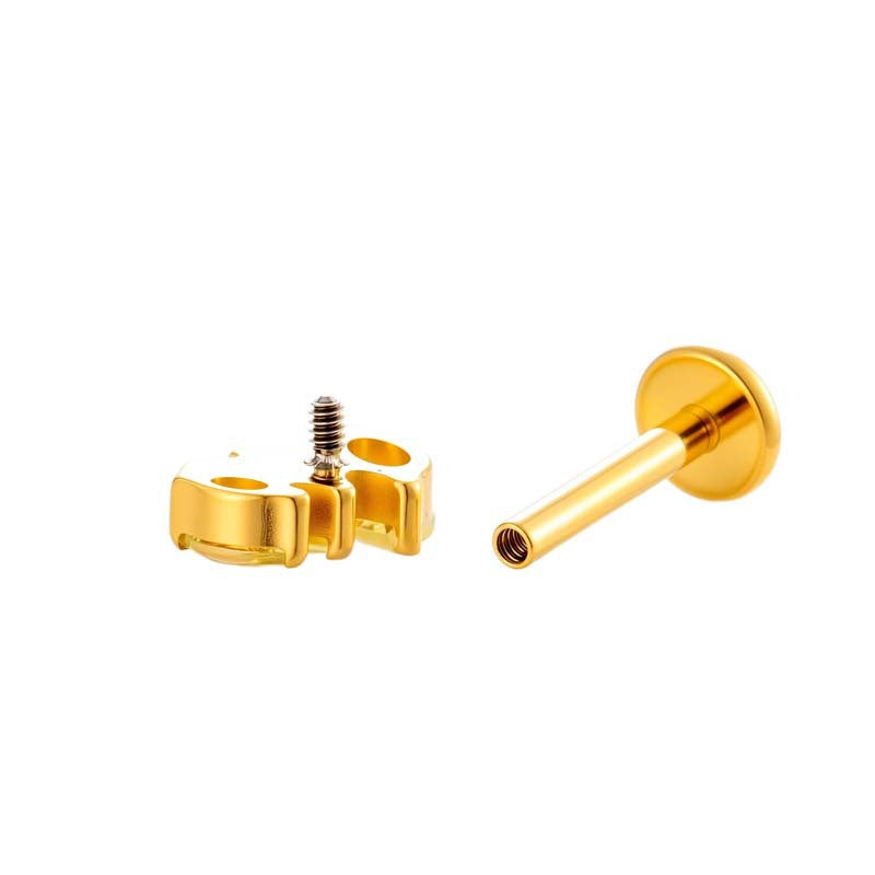 Titanium Threaded Piercing Stud – Hypoallergenic Flat Back Earring with Sparkling Zircon