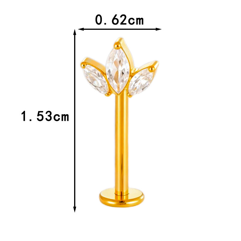 G23 Titanium Flower Lip Piercing & Cartilage Piercing Jewelry – High-End Design with Zircon | Wanti Jewelry