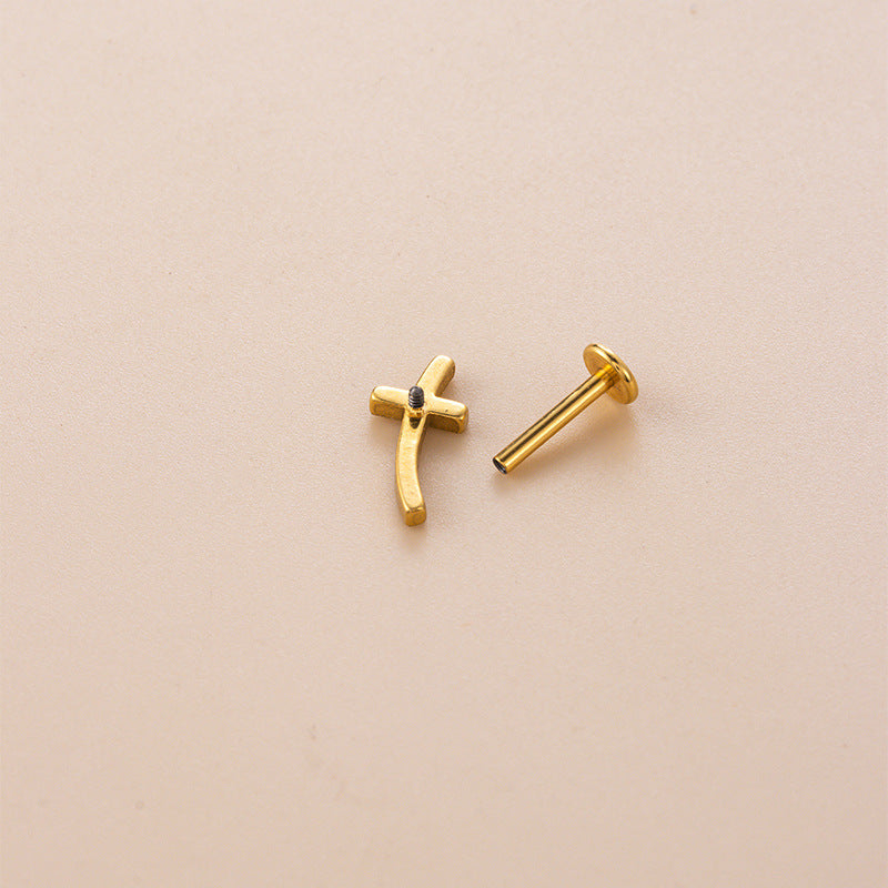 F136 Titanium Zircon Heart, Cross, Lightning & Snake Piercing Jewelry | Lip & Cartilage Studs