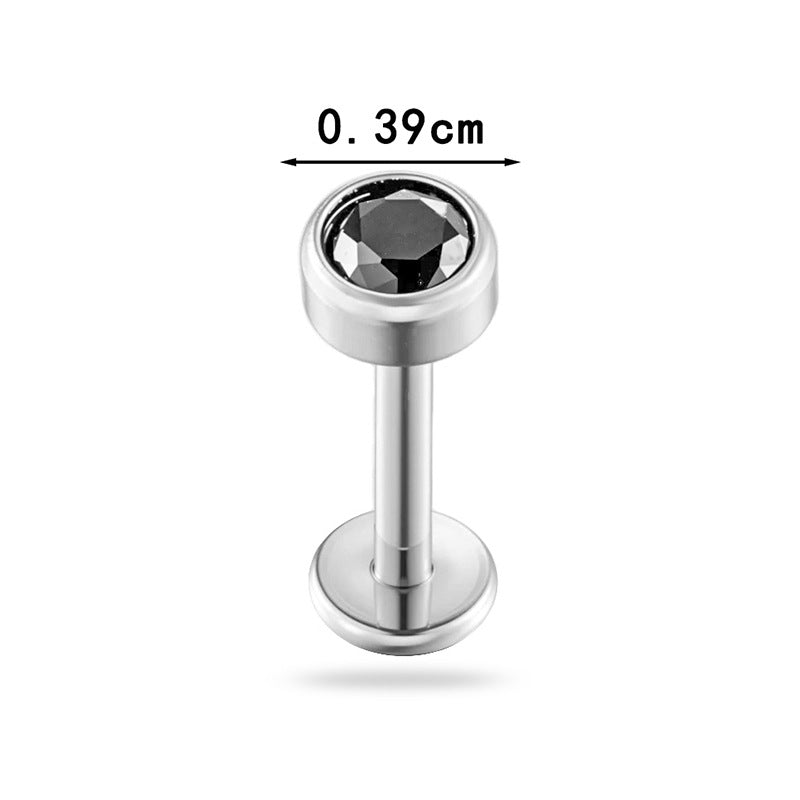 Titanium Zircon Flat Back Push Pin Piercing Stud – Hypoallergenic Cartilage & Lobe Earring