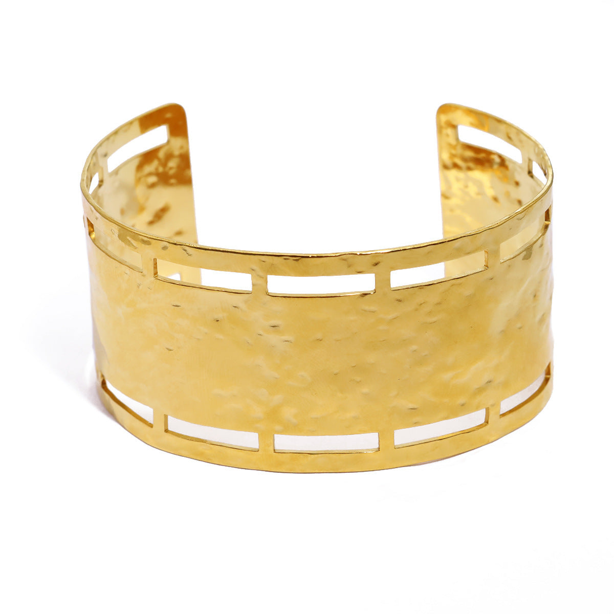 18K Gold Plated Stainless Steel Geometric Bangle Bracelet Series | Wave, Floral, Scroll, Brushed Hollow Designs