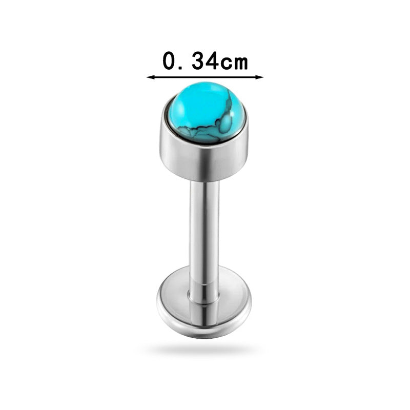 Titanium Zircon Flat Back Push Pin Piercing Stud – Hypoallergenic Cartilage & Lobe Earring