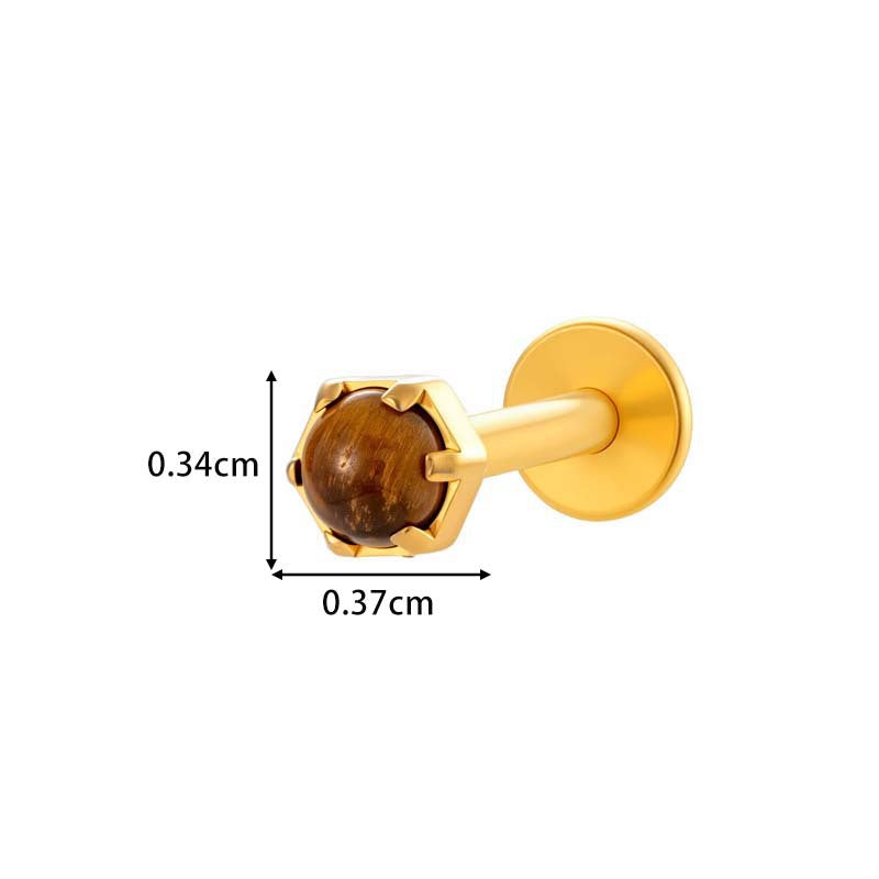 Titanium Threaded Piercing Stud – Hypoallergenic Flat Back Earring with Sparkling Zircon