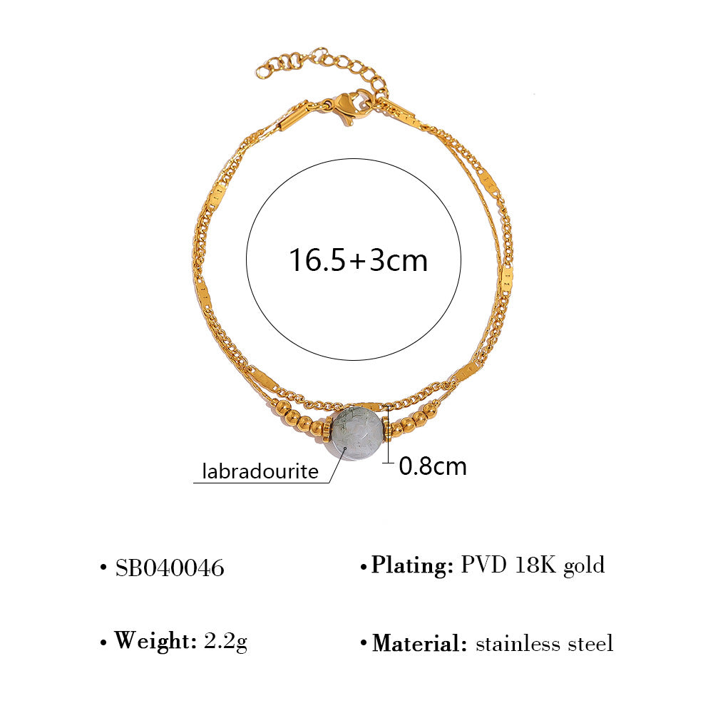 18K Gold Plated Titanium Steel Four-Leaf Clover Shell Pendant Necklace & Bracelet Set | Elegant Crystal Jewelry