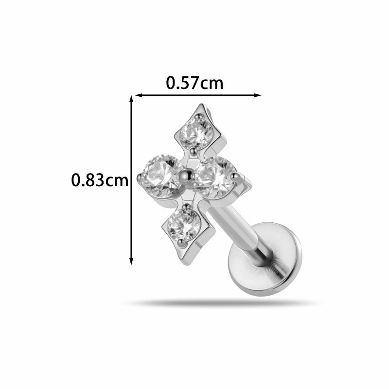 Implant Grade ASTM F136 Titanium Delicate CZ Flat Back Stud | Internal Thread Ear & Lip Piercing Jewelry