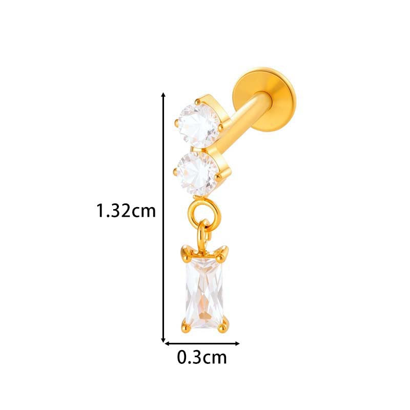F136 Titanium Internally Threaded Dangling CZ Cartilage Stud – Hypoallergenic Piercing Jewelry