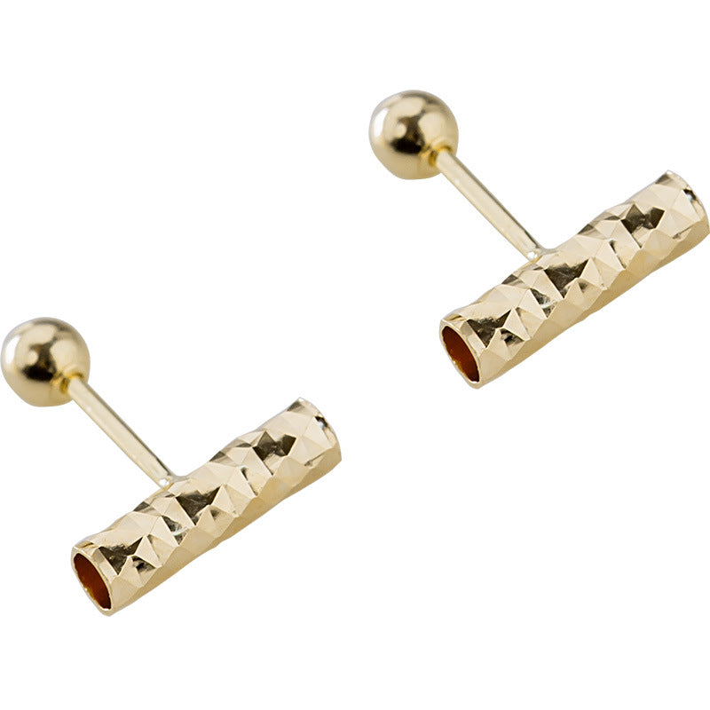 14K Solid Gold Geometric Shiny Piercing Studs – Hypoallergenic & Waterproof Earrings for Cartilage & Lobe