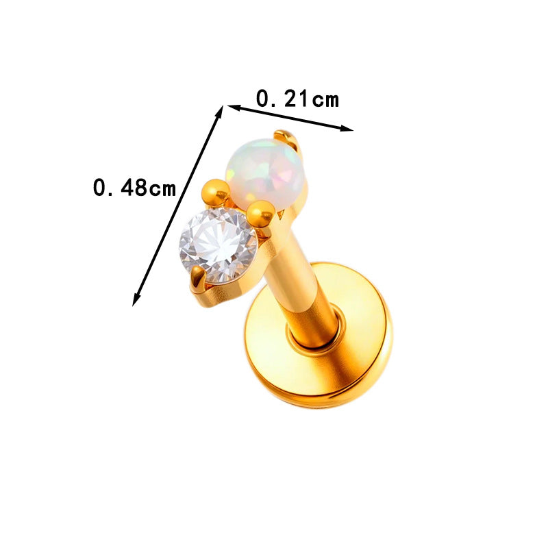 G23 Titanium Piercing with Zirconia - Flat Back Lip, Cartilage & Helix Stud | Push Pin Design