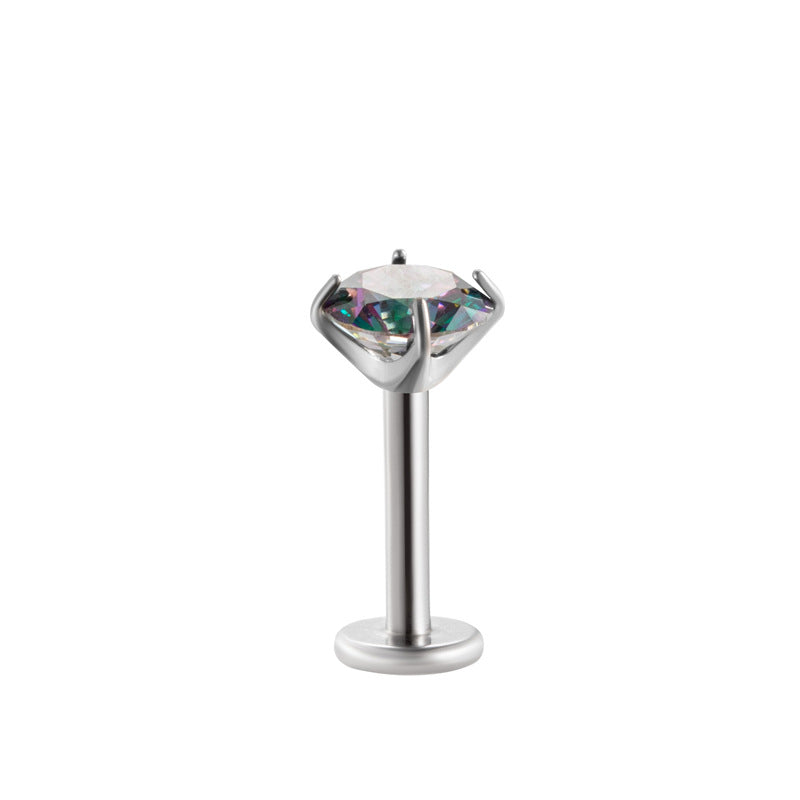 Minimalist Titanium Cartilage Barbell with Zircon – Hypoallergenic Piercing Jewelry