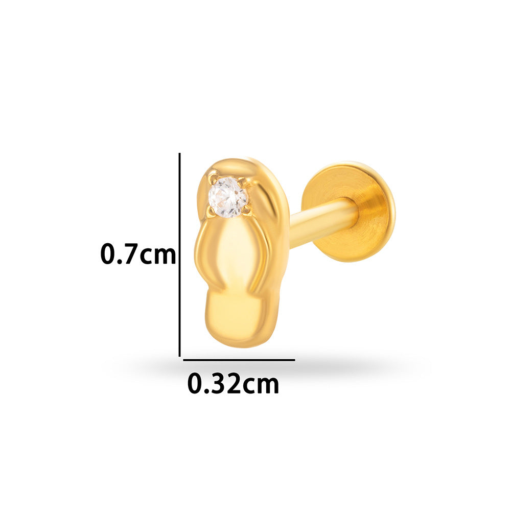 G23/F136 Titanium Internally Threaded CZ Flat-Back Cartilage Stud Earrings