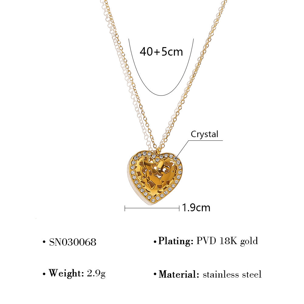 18K Gold Plated Stainless Steel Crystal Pendant Necklace | Heart, Star, Tree of Life & Leaf Designs | Elegant Gift Jewelry for Women