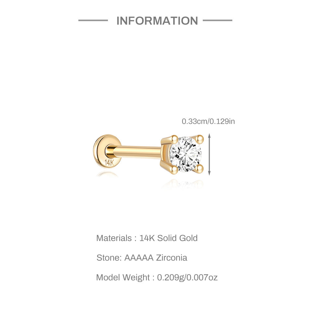 14K Gold Square Zircon Stud Earrings – Minimalist, Hypoallergenic & Modern Shine