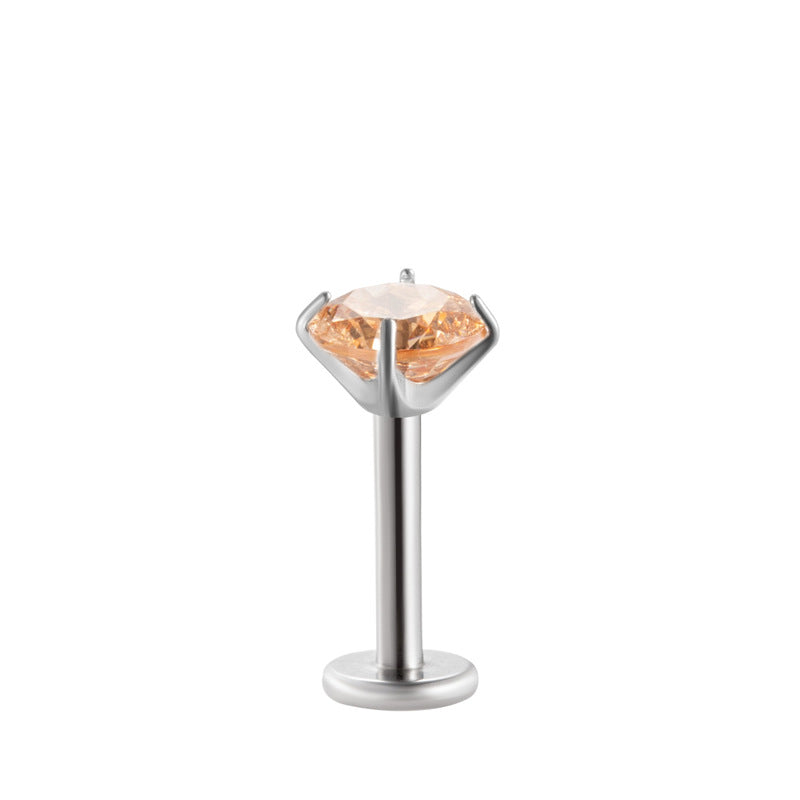 Minimalist Titanium Cartilage Barbell with Zircon – Hypoallergenic Piercing Jewelry