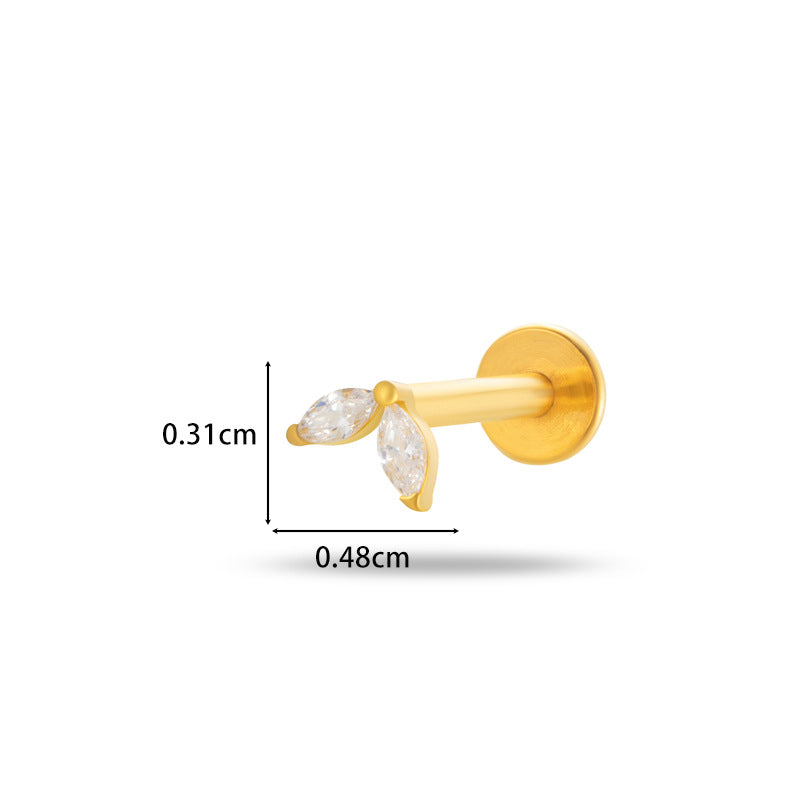 G23/F136 Titanium Moon & Star Push Pin Lip & Ear Piercing Jewelry – Sleek Flat Bar Body Jewelry