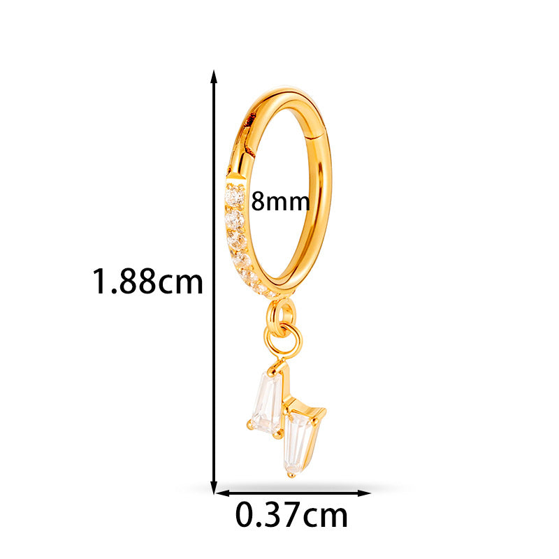F136 Titanium Zircon Star & Moon Dangle Cartilage Piercing | Lip & Ear Jewelry | Hypoallergenic & Stylish