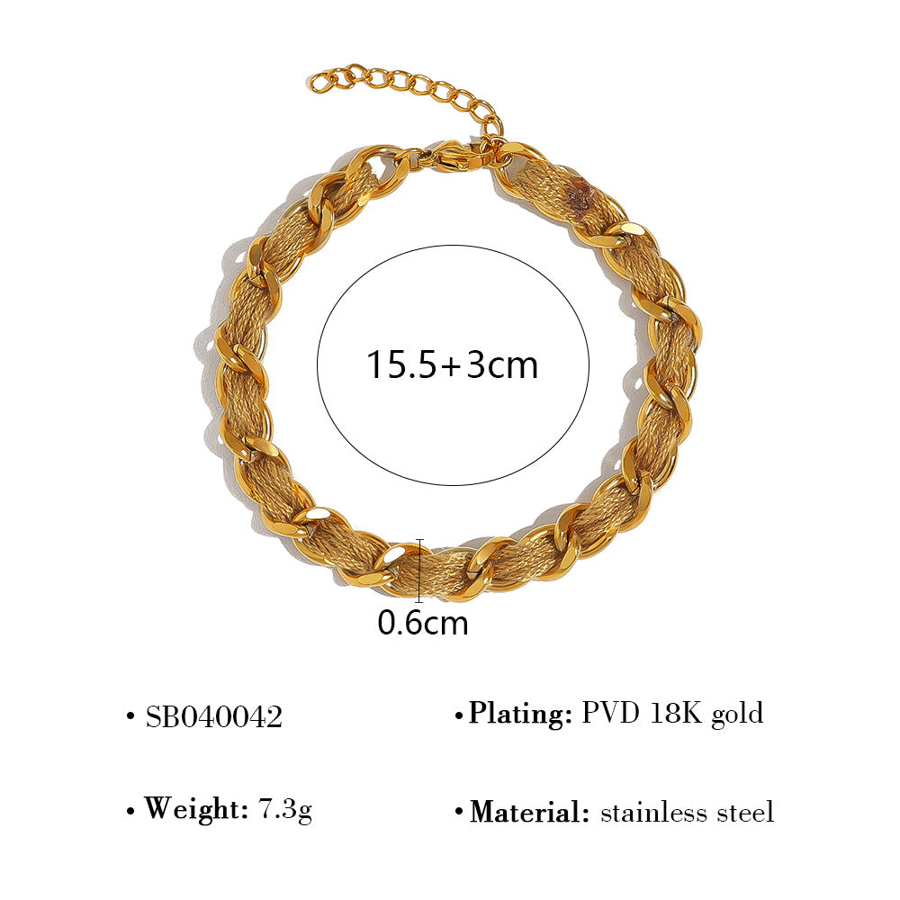 18K Gold Plated Stainless Steel Beaded Layered Bracelet Collection – Crystal, Amethyst & Gold Sandstone Chain Jewelry for Women