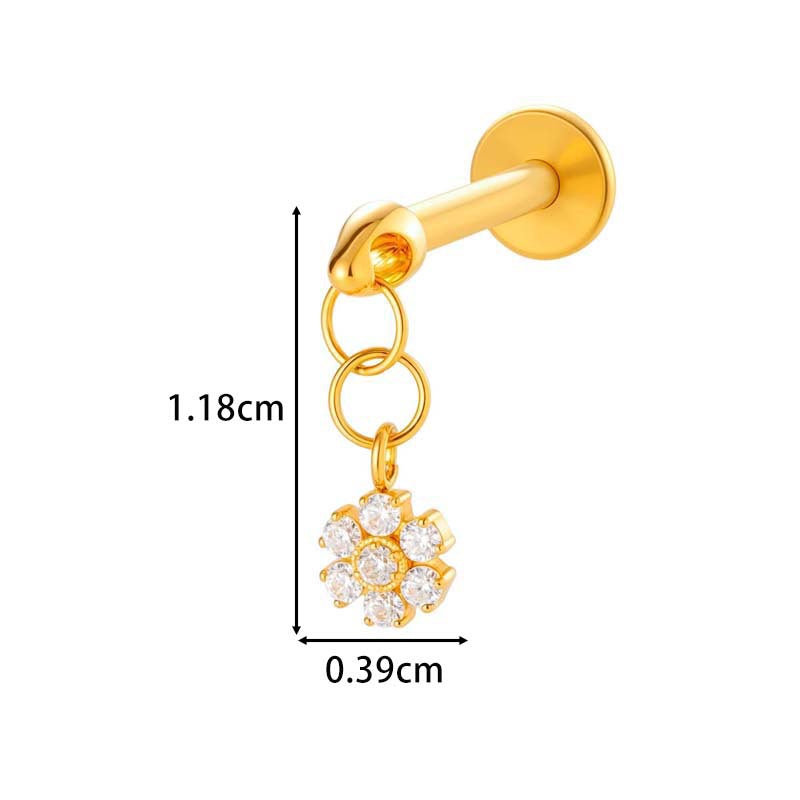 F136 Titanium Internally Threaded Flower CZ Cartilage Stud – Hypoallergenic Piercing Jewelry