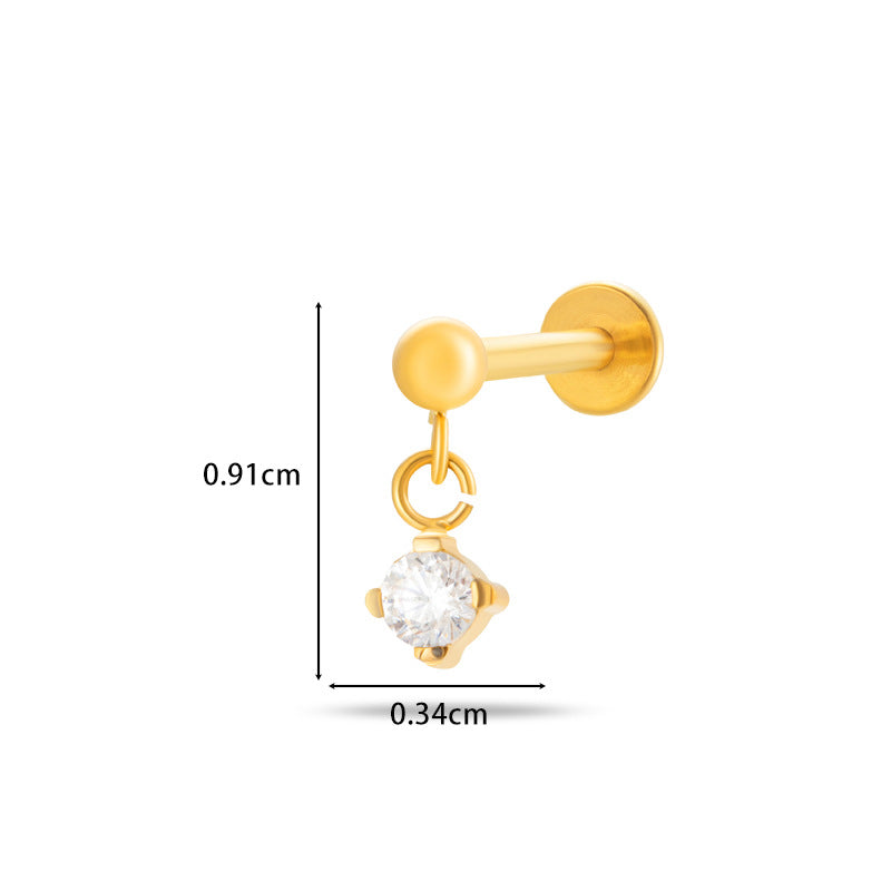 F136/G23 Titanium Zircon Push-Pin Labret & Cartilage Stud — Heart, Round, Star, Oval, Green/White/Champagne Marquise