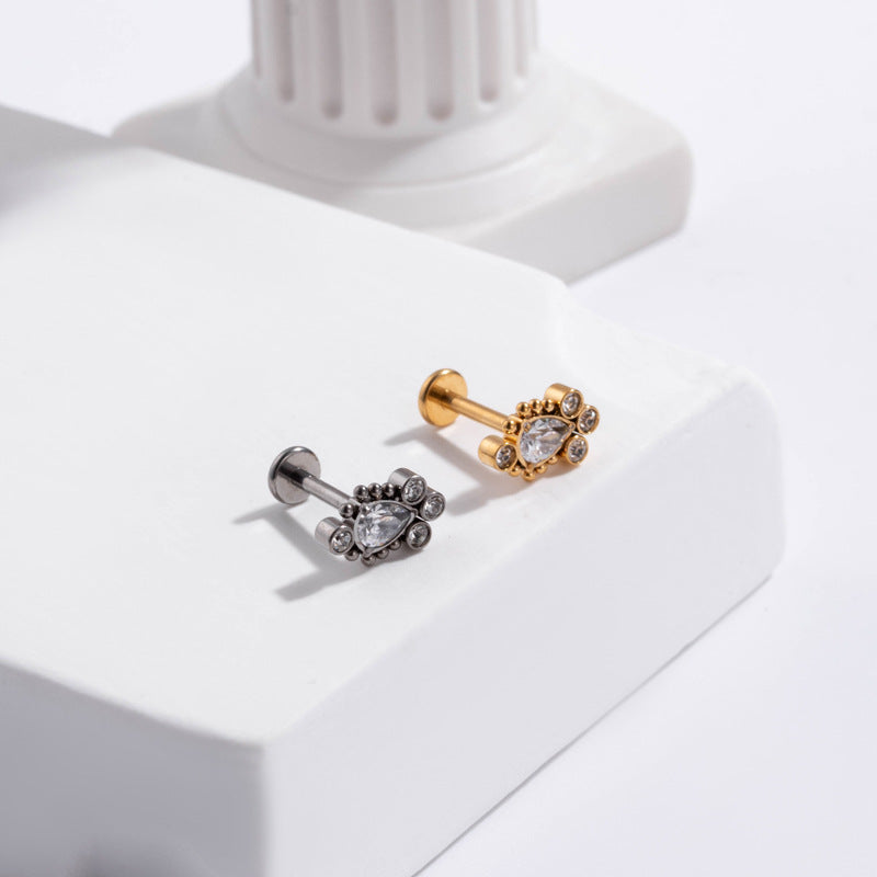 G23/F136 Titanium Crown Internal-Thread Labret & Cartilage Stud — 8 Designs | Gold & Silver