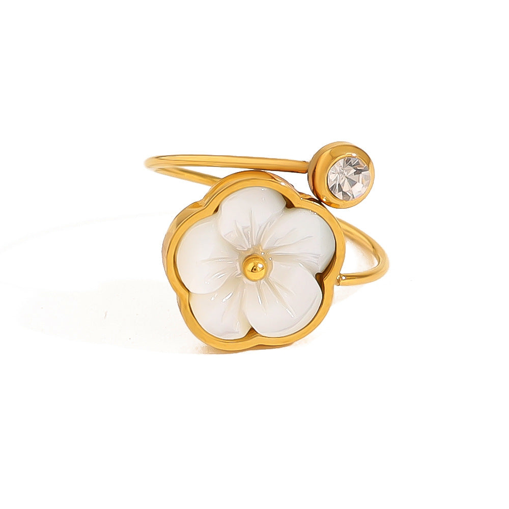 18K Gold Plated Titanium Steel Flower Pendant Necklace, Bracelet & Ring | Elegant Fashion Jewelry Set
