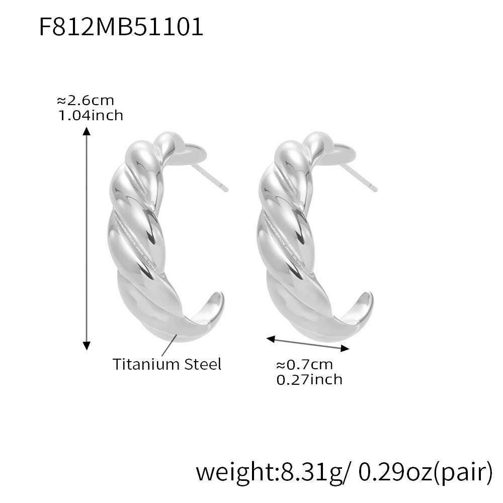Stainless Steel Spiral Drop Earrings with Enamel Drip – Modern Colorful Twist Hoop Earrings for Women | WANTI Jewelry
