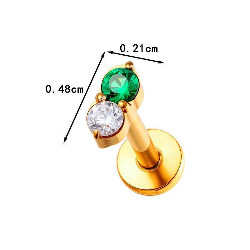 G23 Titanium Piercing with Zirconia - Flat Back Lip, Cartilage & Helix Stud | Push Pin Design
