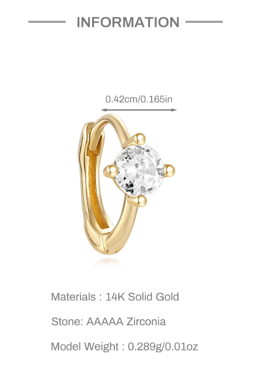 14K Gold Four-Claw Zircon Stud Earrings – Classic & Brilliant