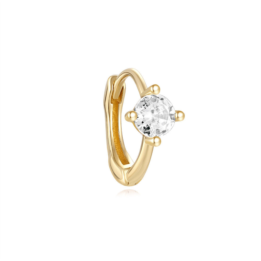 14K Gold Four-Claw Zircon Stud Earrings – Classic & Brilliant