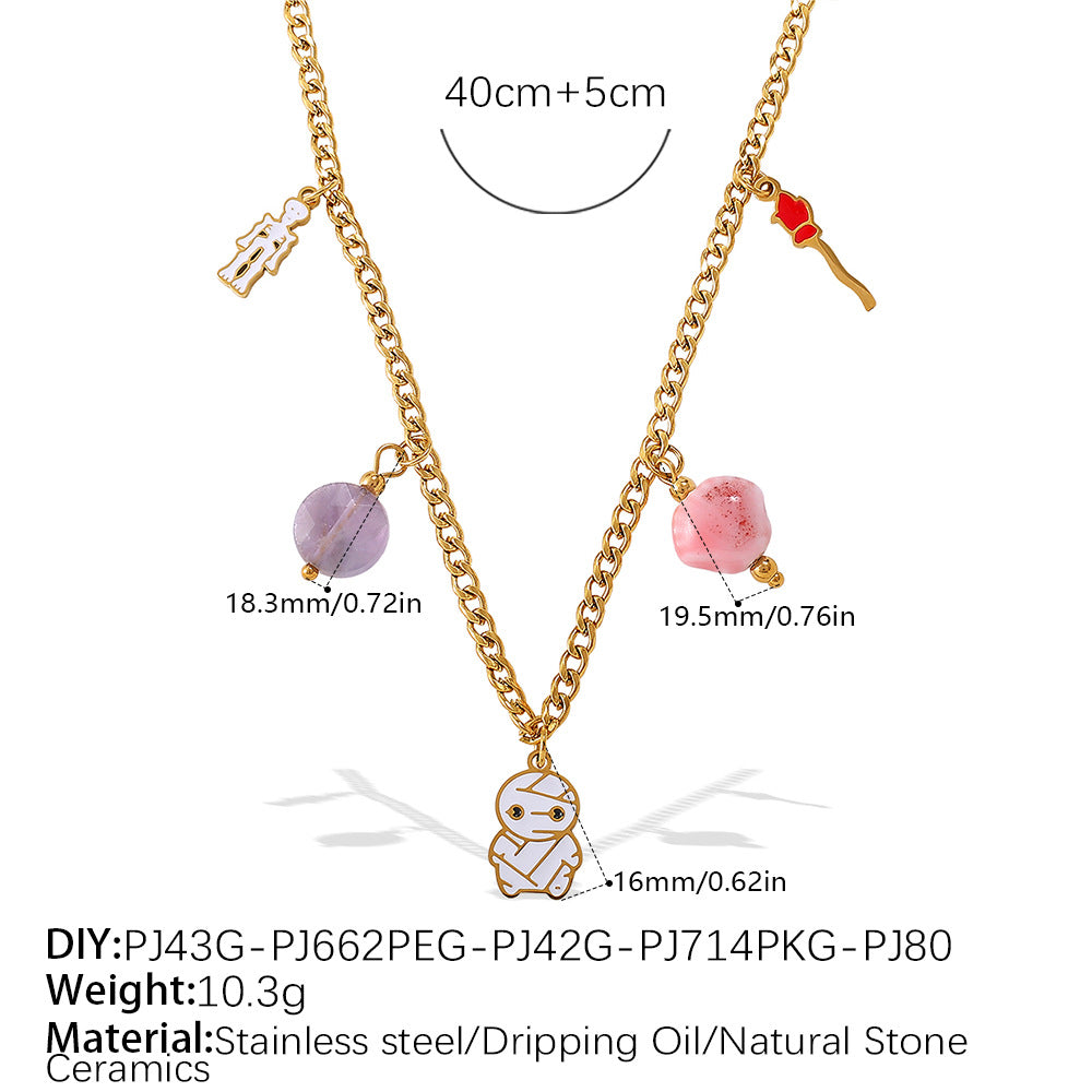 Holiday Collection – Gold Plated Stainless Steel Multishape Pendant Tassel Necklace | Halloween & Christmas Jewelry