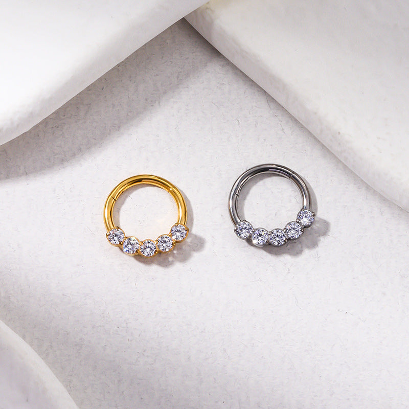 G23/F136 Titanium Zircon Piercing Hoop | 16G x 8mm, Hypoallergenic Closed Hoop for Nose & Ear Cartilage