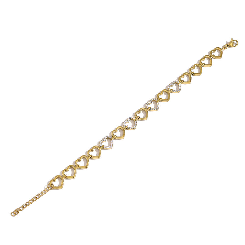 18K Gold Plated Stainless Steel Crystal Bracelet – Heart, Rectangle, Oval & Infinity Shapes