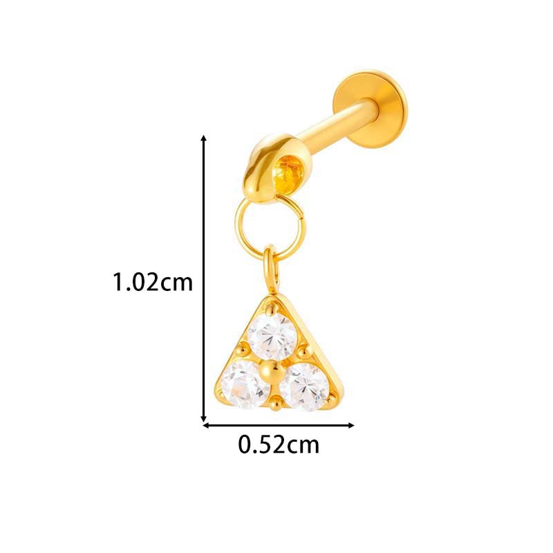 F136 Titanium Internally-Threaded Zirconia Pendant Stud — Star & Hexagram Flat-Back Cartilage Jewelry