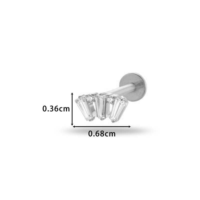 G23/F136 Titanium Internally Threaded CZ Flat-Back Cartilage Stud Earrings – Hypoallergenic Piercing Jewelry for Helix, Tragus, Conch & Lobe
