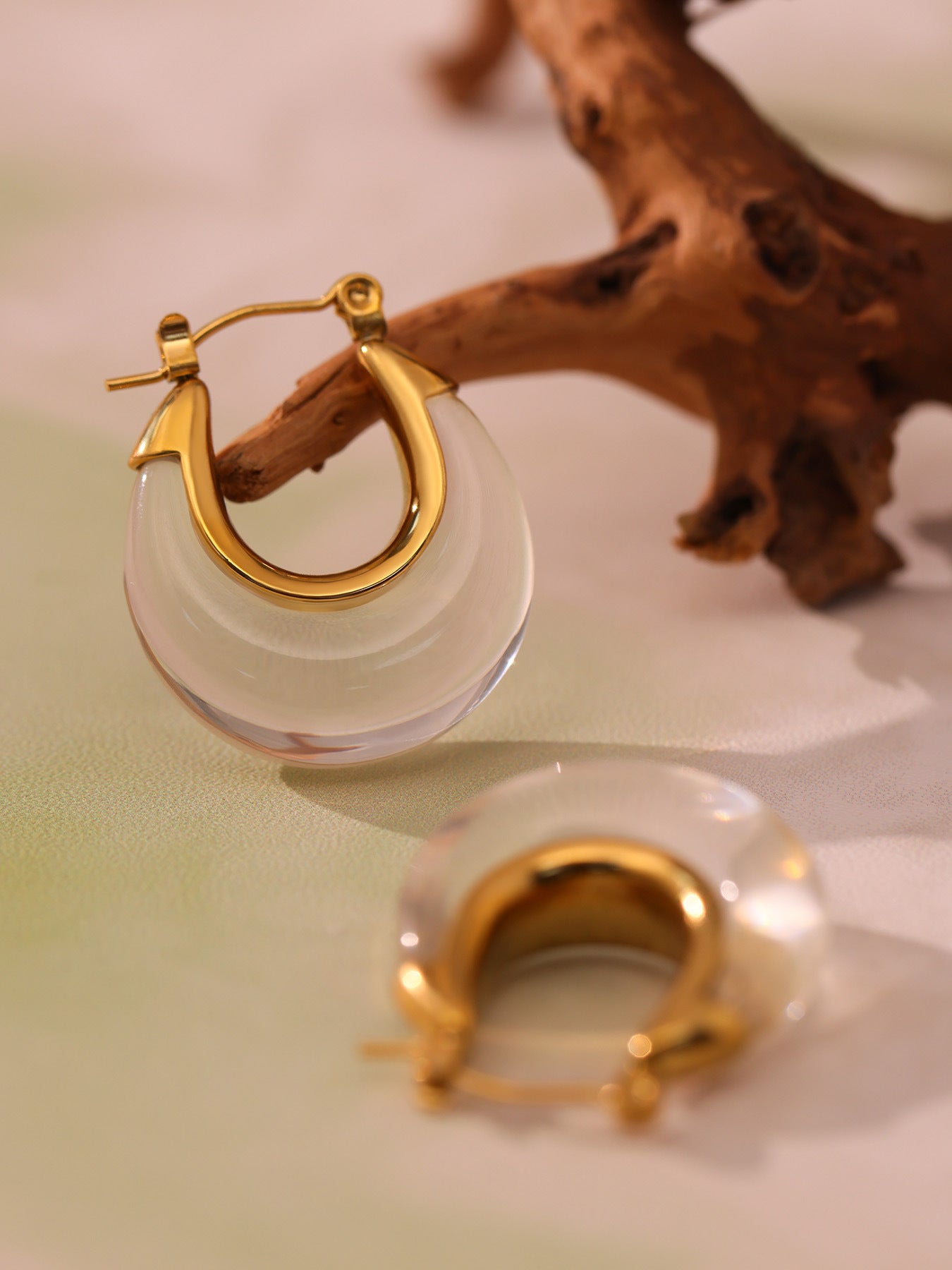 Vintage U-Shaped Resin Hoop Earrings – Stainless Steel Colorful Retro Statement Earrings | WANTI Jewelry