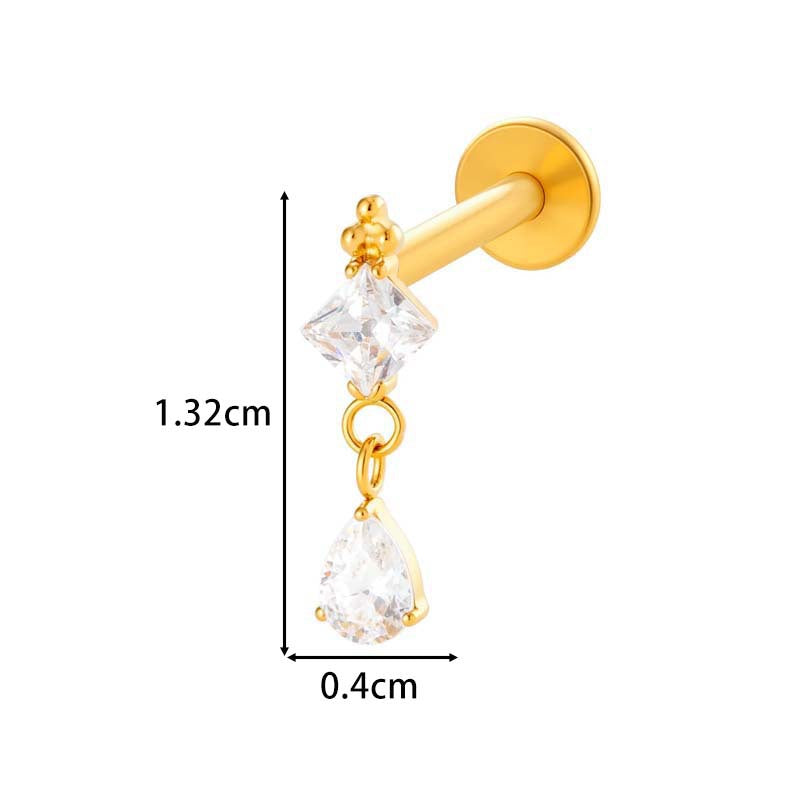F136 Titanium Internally Threaded Flower CZ Cartilage Stud – Hypoallergenic Piercing Jewelry