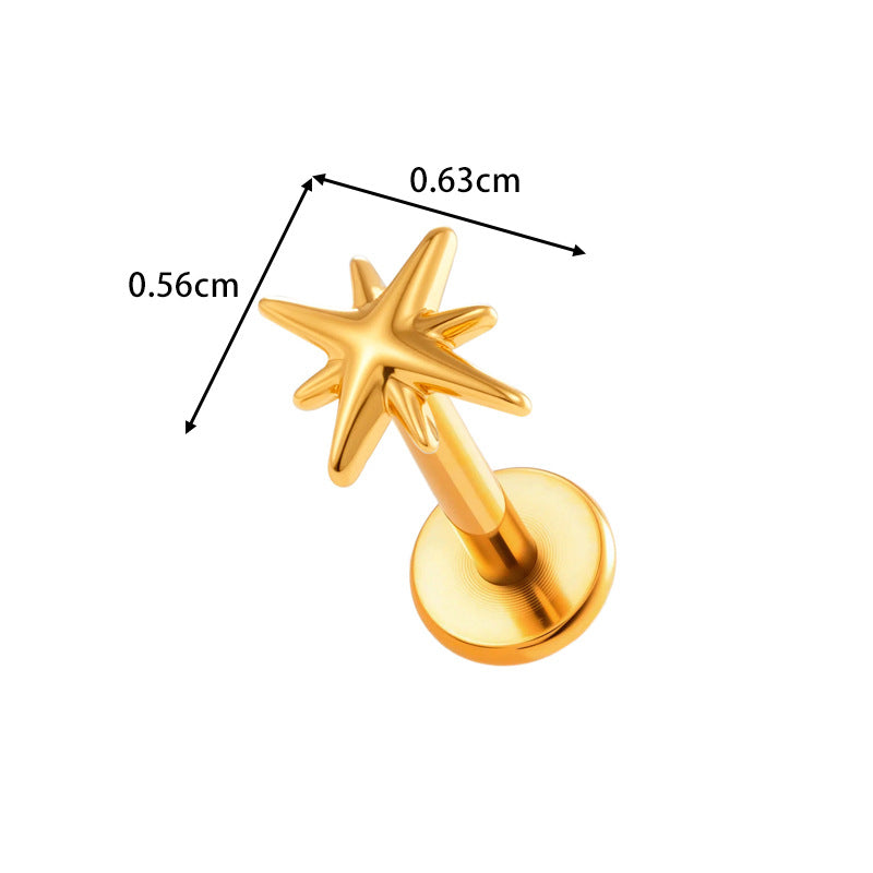 G23/F136 Titanium Zircon Star & Geometric Lip & Cartilage Piercing | Stylish & Hypoallergenic Jewelry