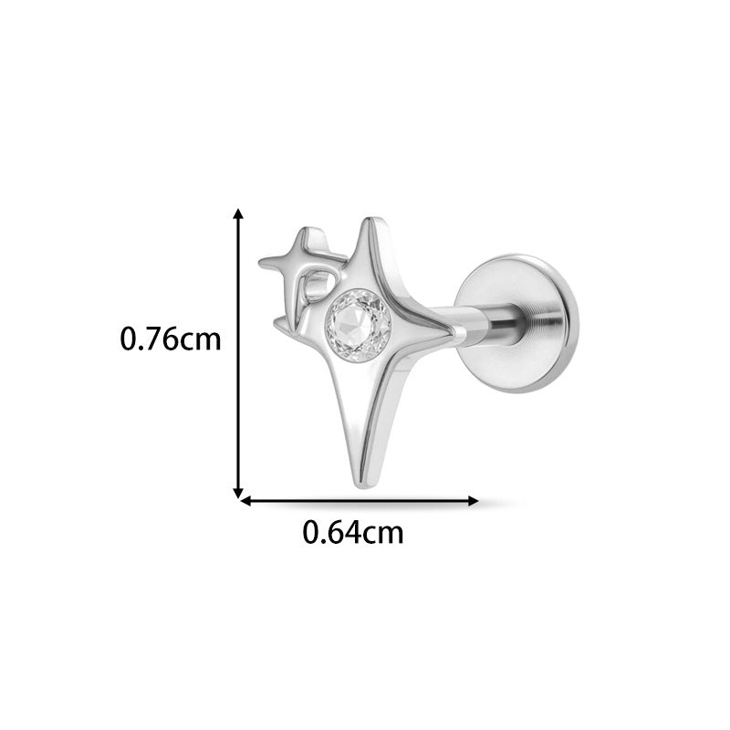 G23/F136 Titanium Internally Threaded Zircon Piercing Jewelry Lip Stud & Cartilage Earring – Elegant Sparkle Design, 1.2×8mm Rod, Gold & Silver