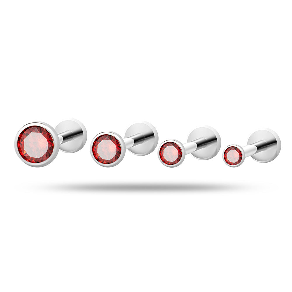 Titanium Flat Back Zircon Piercing Stud | Hypoallergenic Threaded Cartilage Earring
